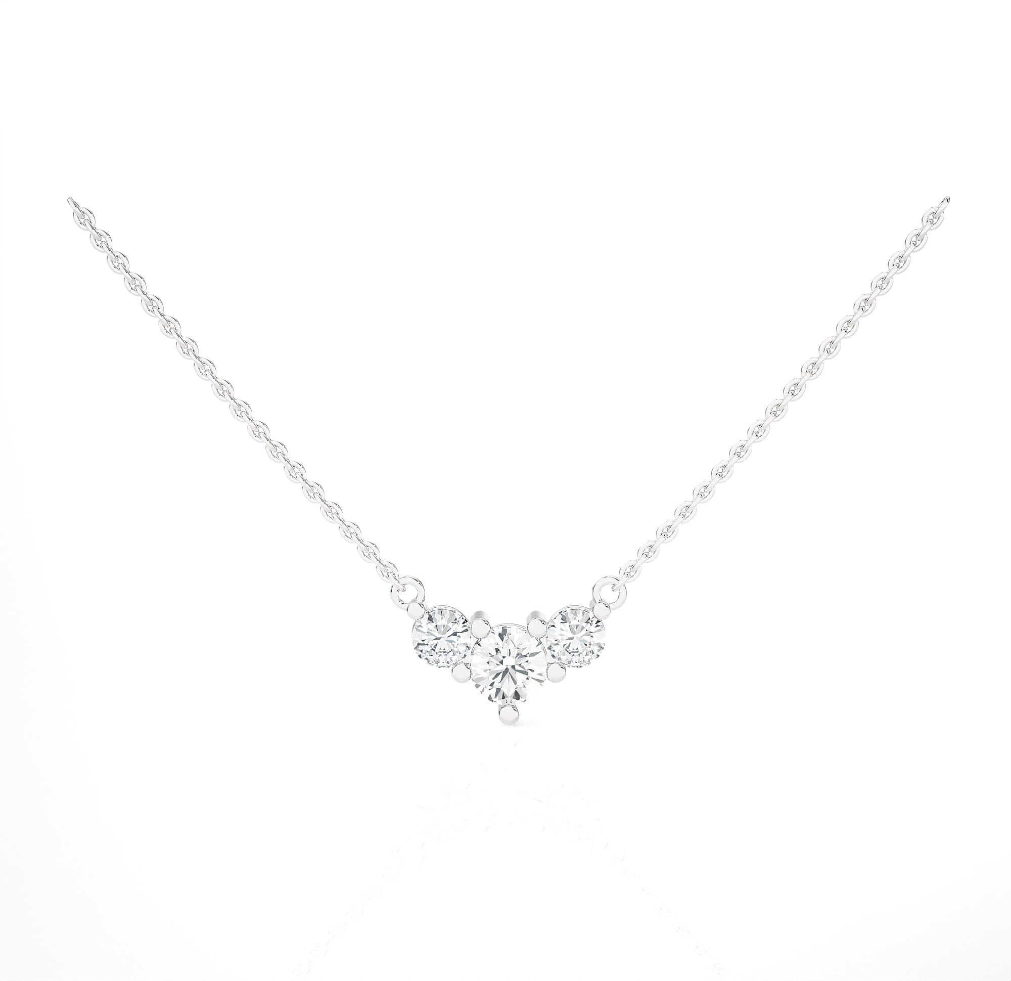 Round Lab Grown Diamond Three Stone Necklace