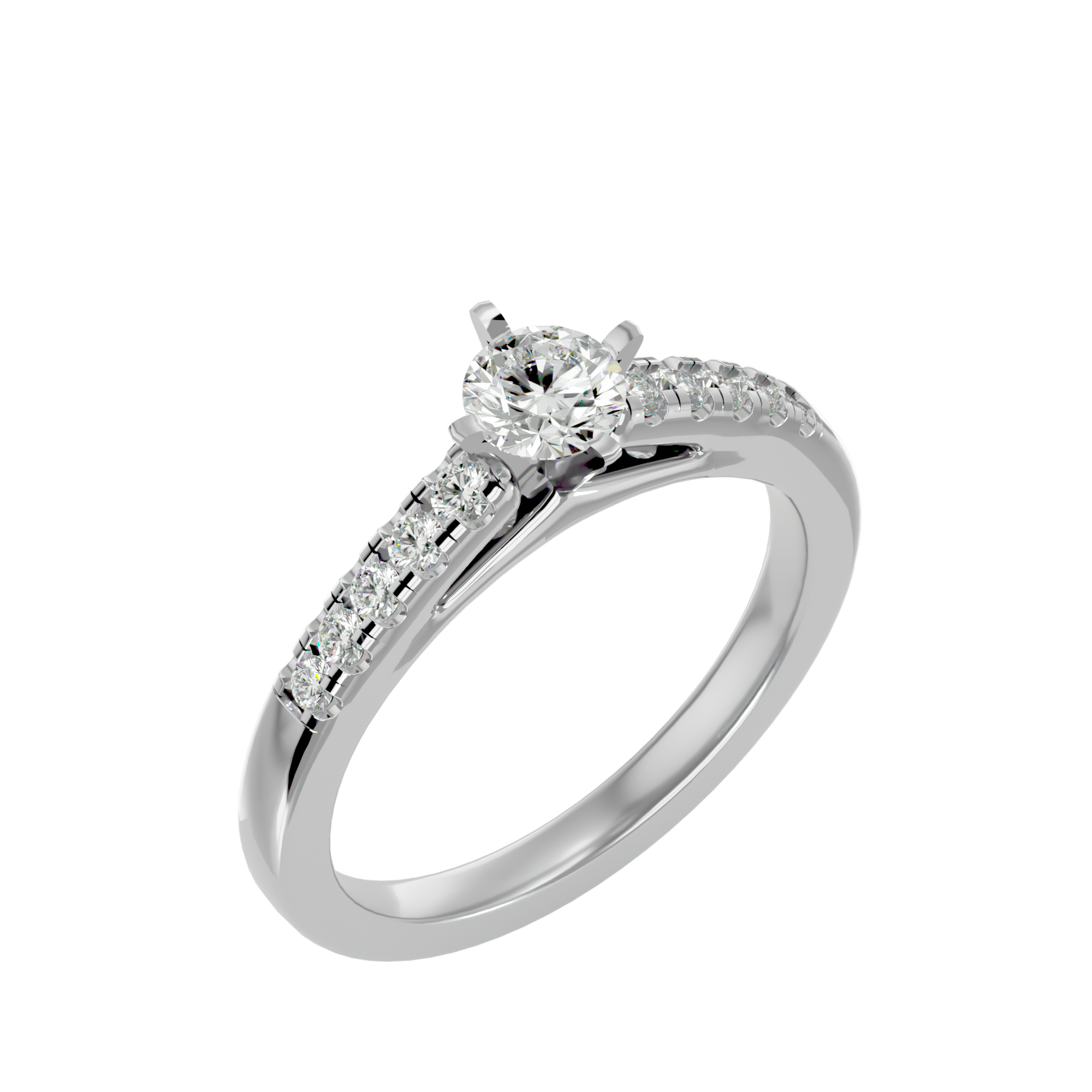 1/2 ctw Round Lab Grown Diamond Side Stone Engagement Ring