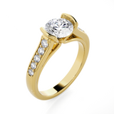 Round Lab Grown Diamond Side Stone Engagement Ring