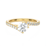 Round Lab Grown Diamond Side Stone Engagement Ring