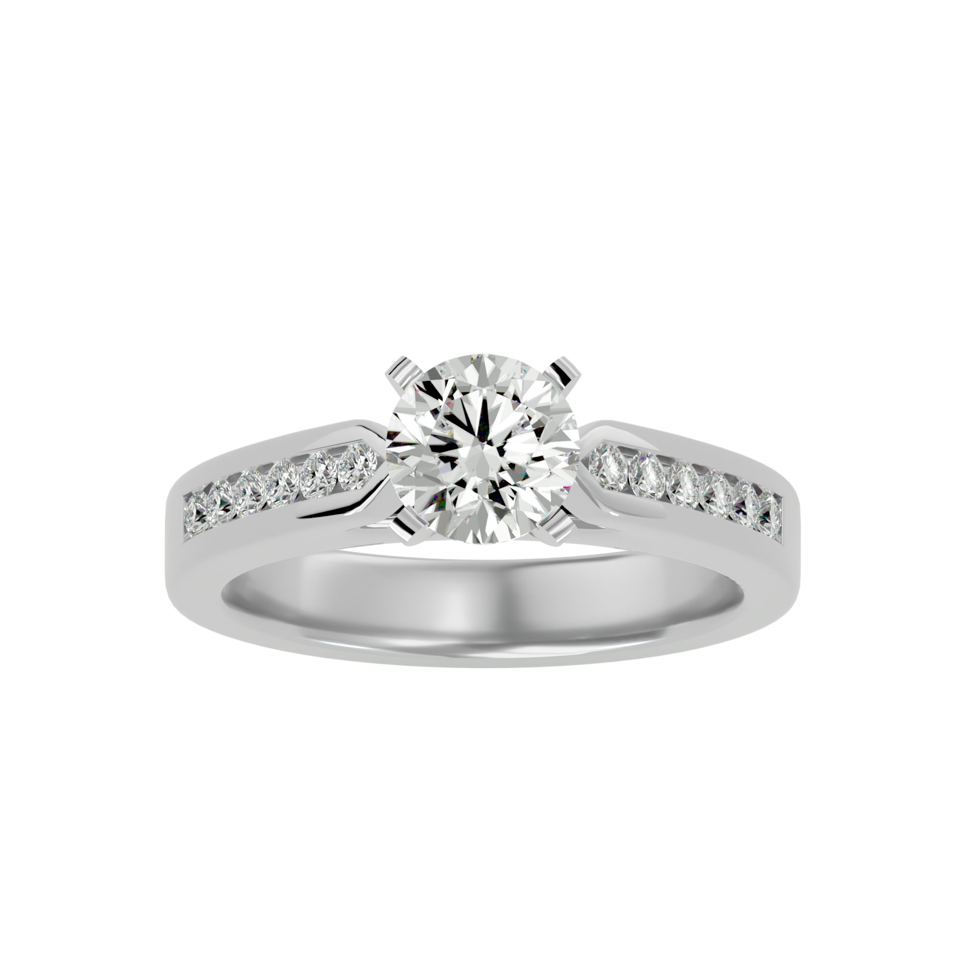 3/4 ctw Round Lab Grown Diamond Side Stone Engagement Ring
