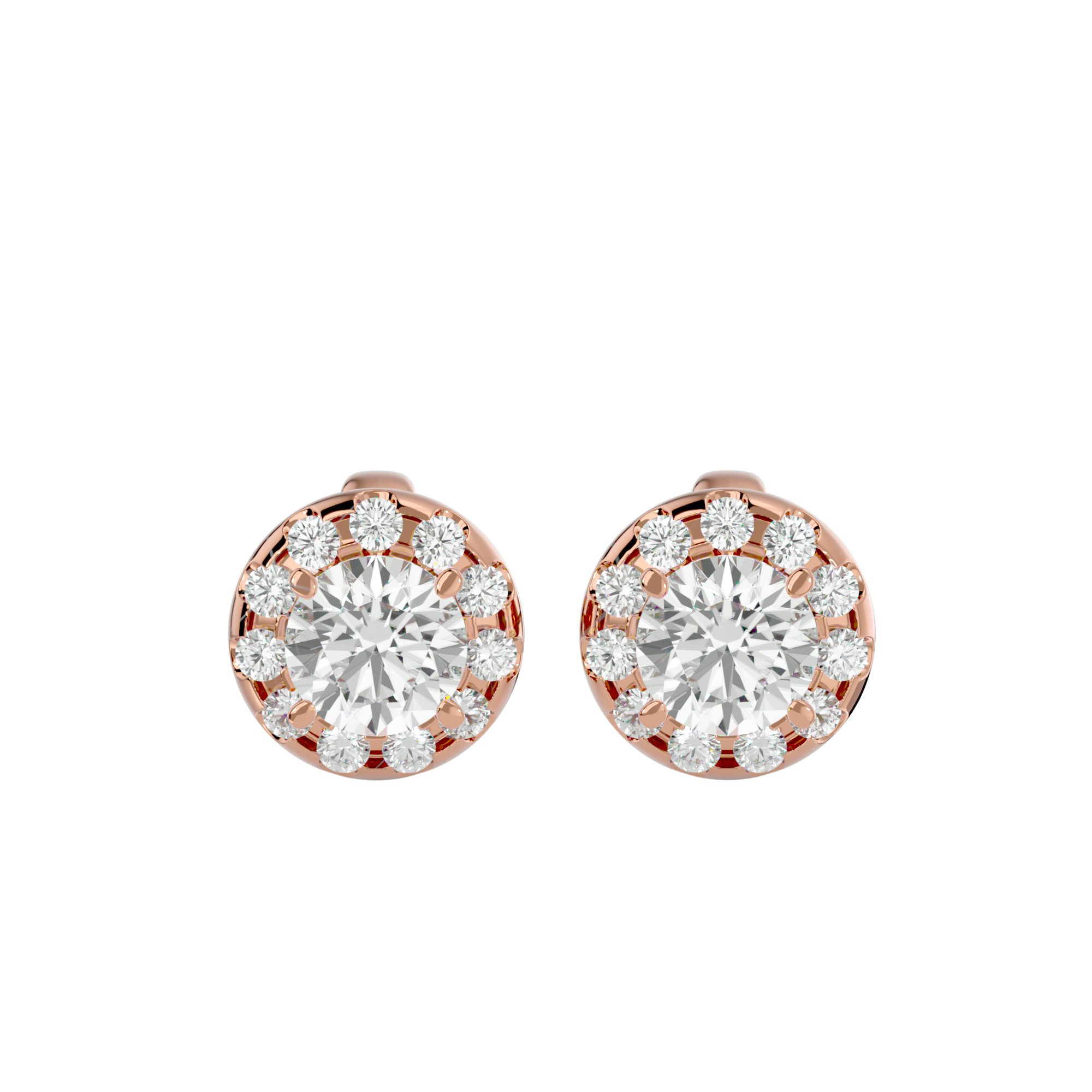 Round Lab Grown Diamond Halo Stud Earrings