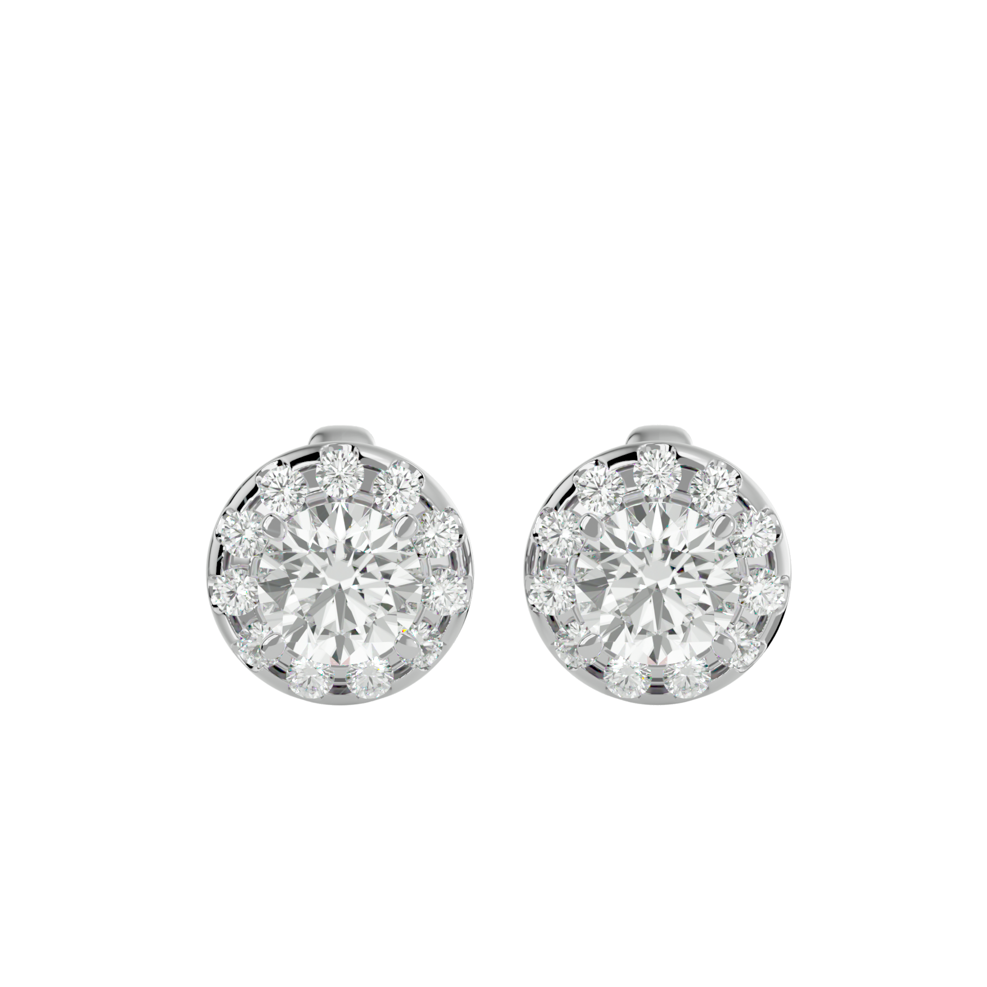 Round Lab Grown Diamond Halo Stud Earrings