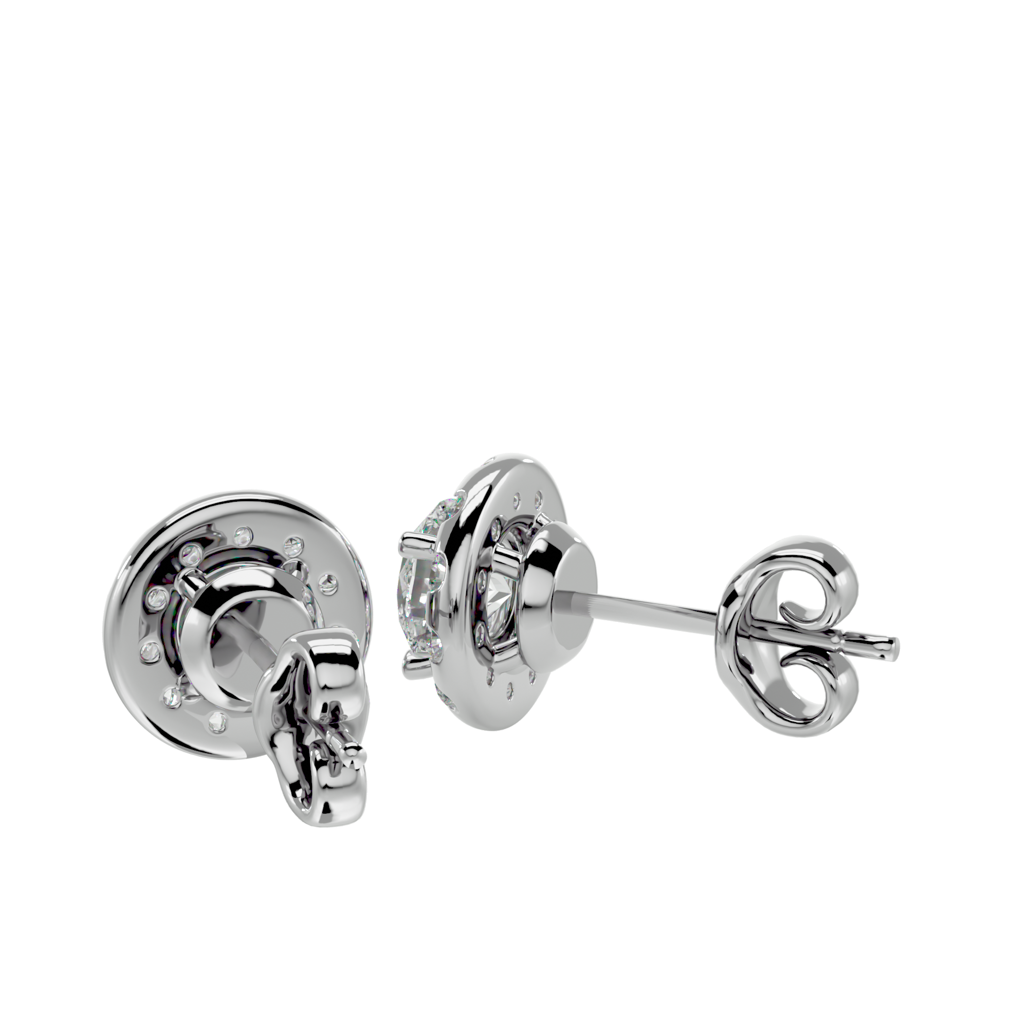 Round Lab Grown Diamond Halo Stud Earrings