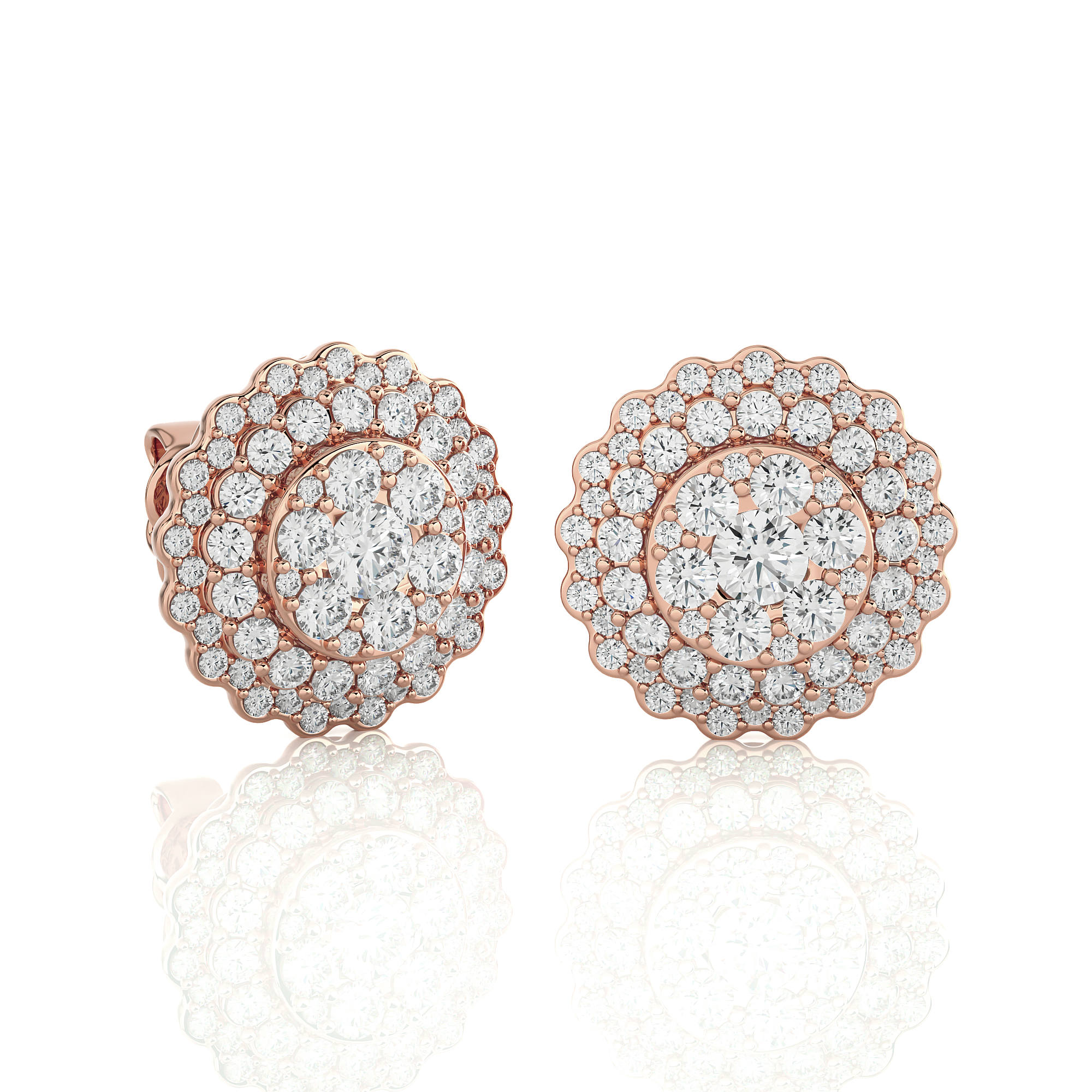 Round Lab Grown Diamond Halo Stud Earrings