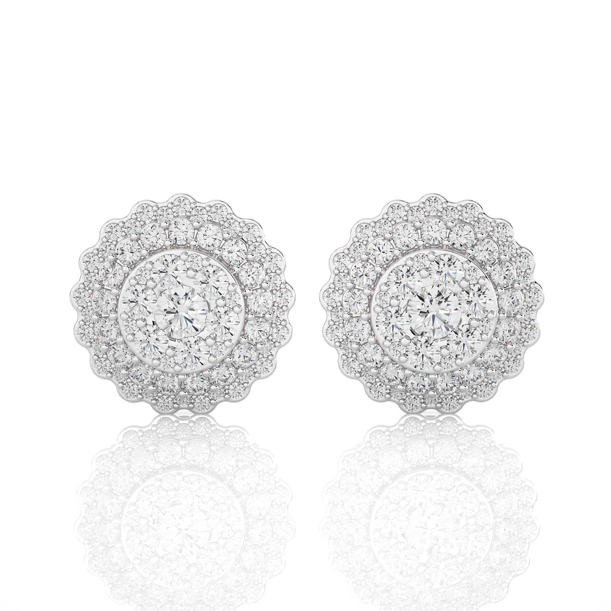 Round Lab Grown Diamond Halo Stud Earrings