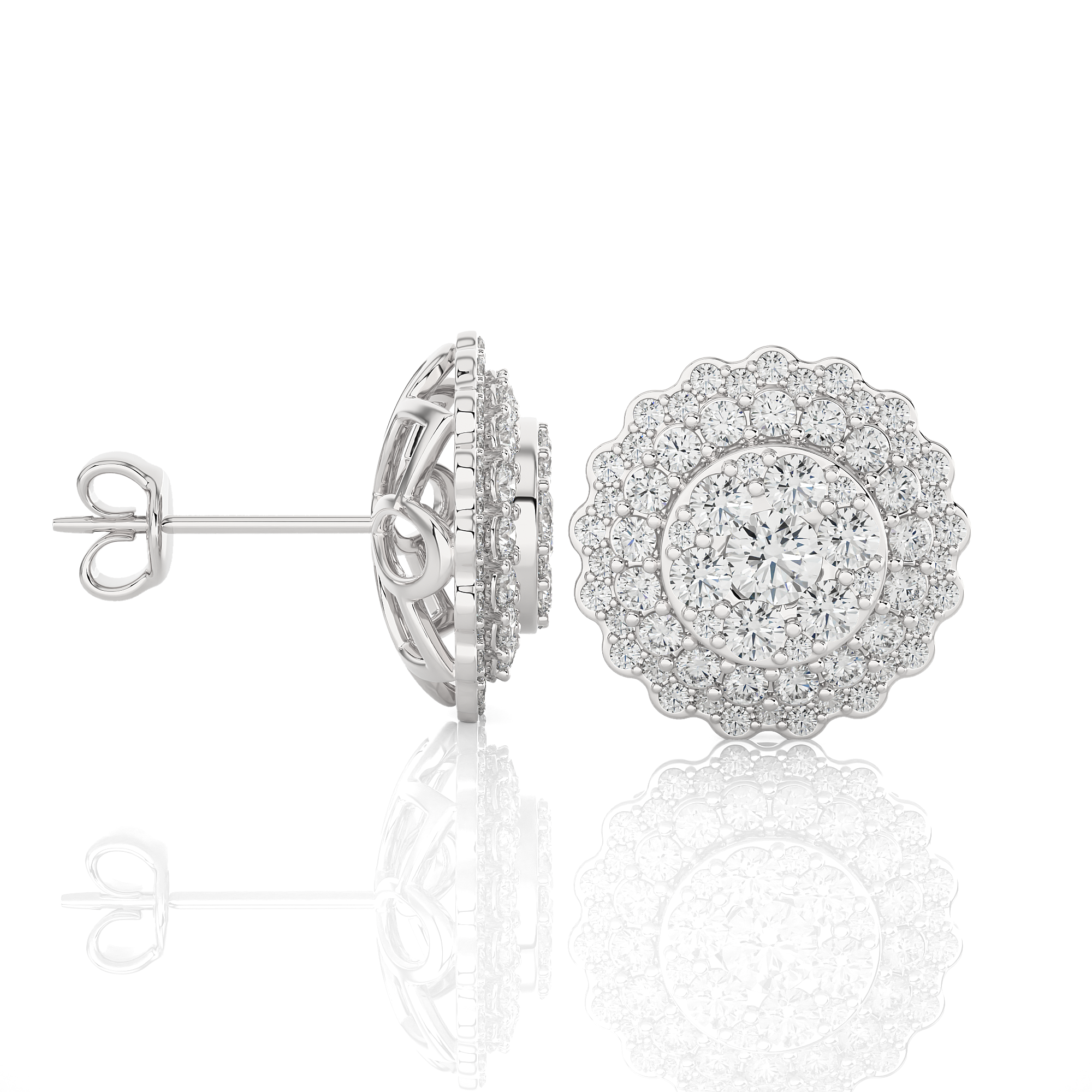 Round Lab Grown Diamond Halo Stud Earrings