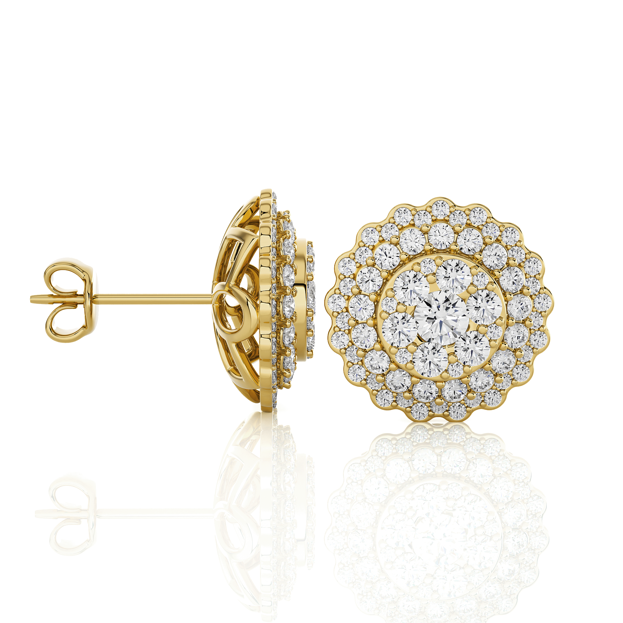 Round Lab Grown Diamond Halo Stud Earrings