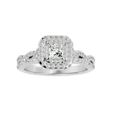 1 ctw Princess-Cut Lab Grown Diamond Halo Engagement Ring