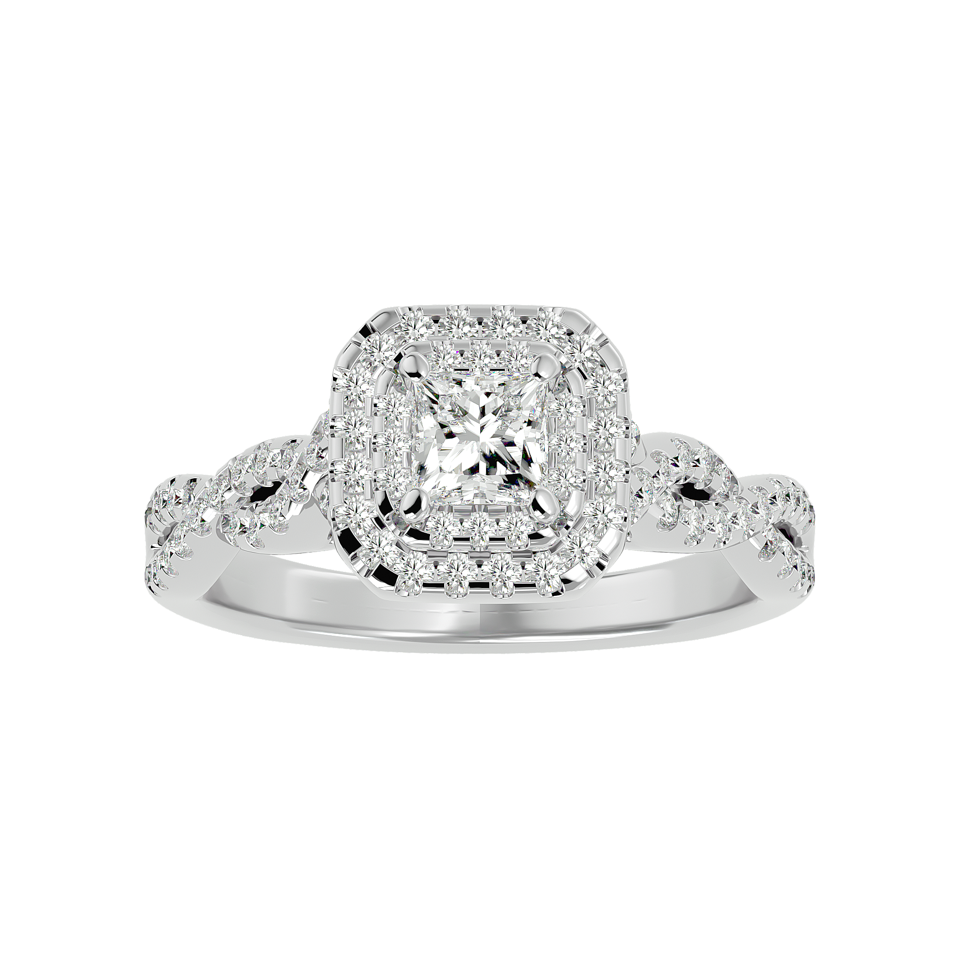 1 ctw Princess-Cut Lab Grown Diamond Halo Engagement Ring