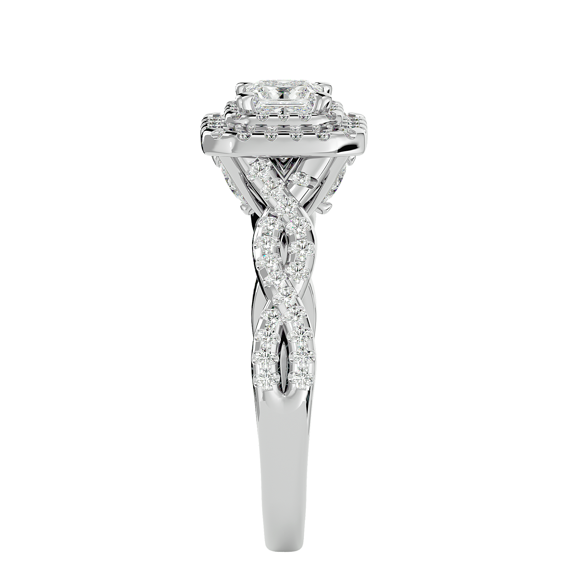1 ctw Princess-Cut Lab Grown Diamond Halo Engagement Ring