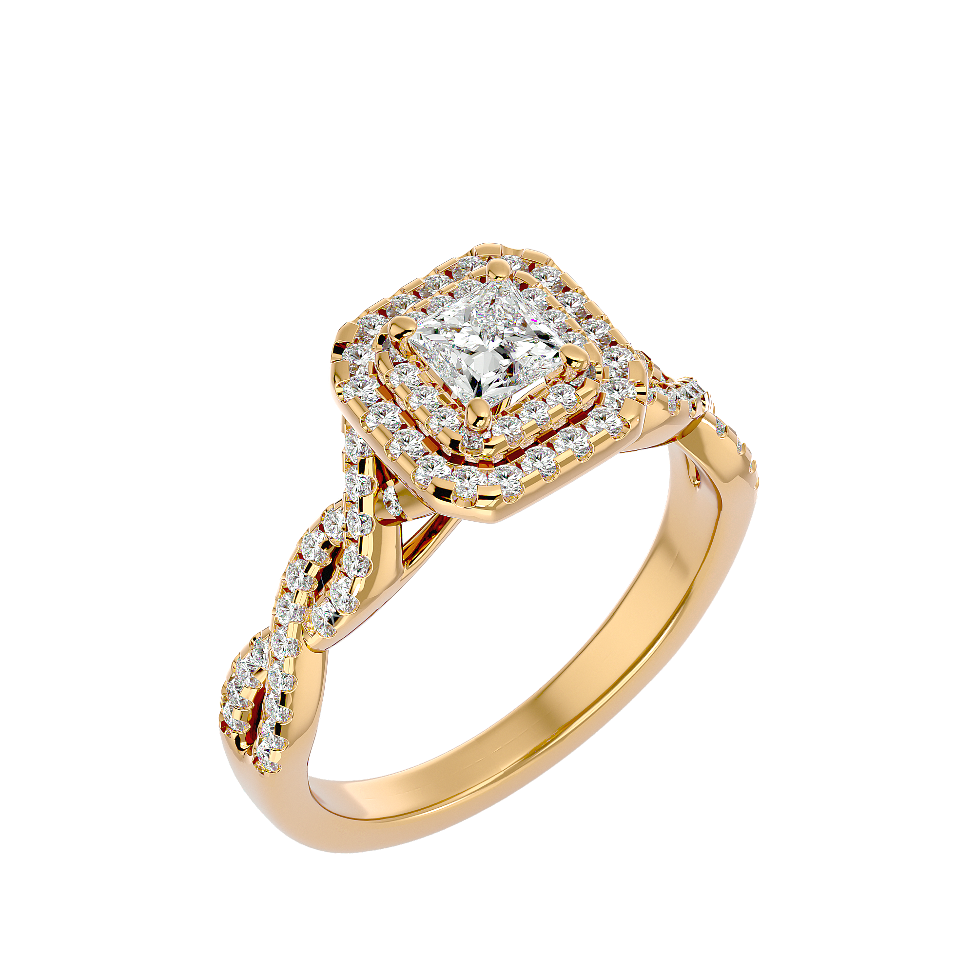 1 ctw Princess-Cut Lab Grown Diamond Halo Engagement Ring