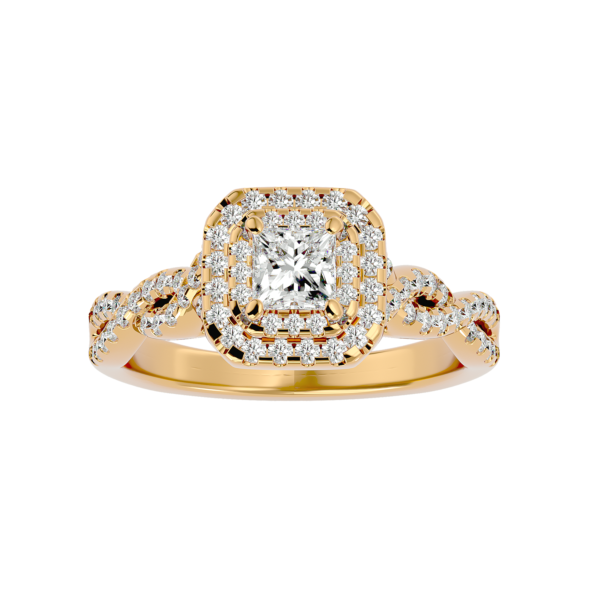 1 ctw Princess-Cut Lab Grown Diamond Halo Engagement Ring