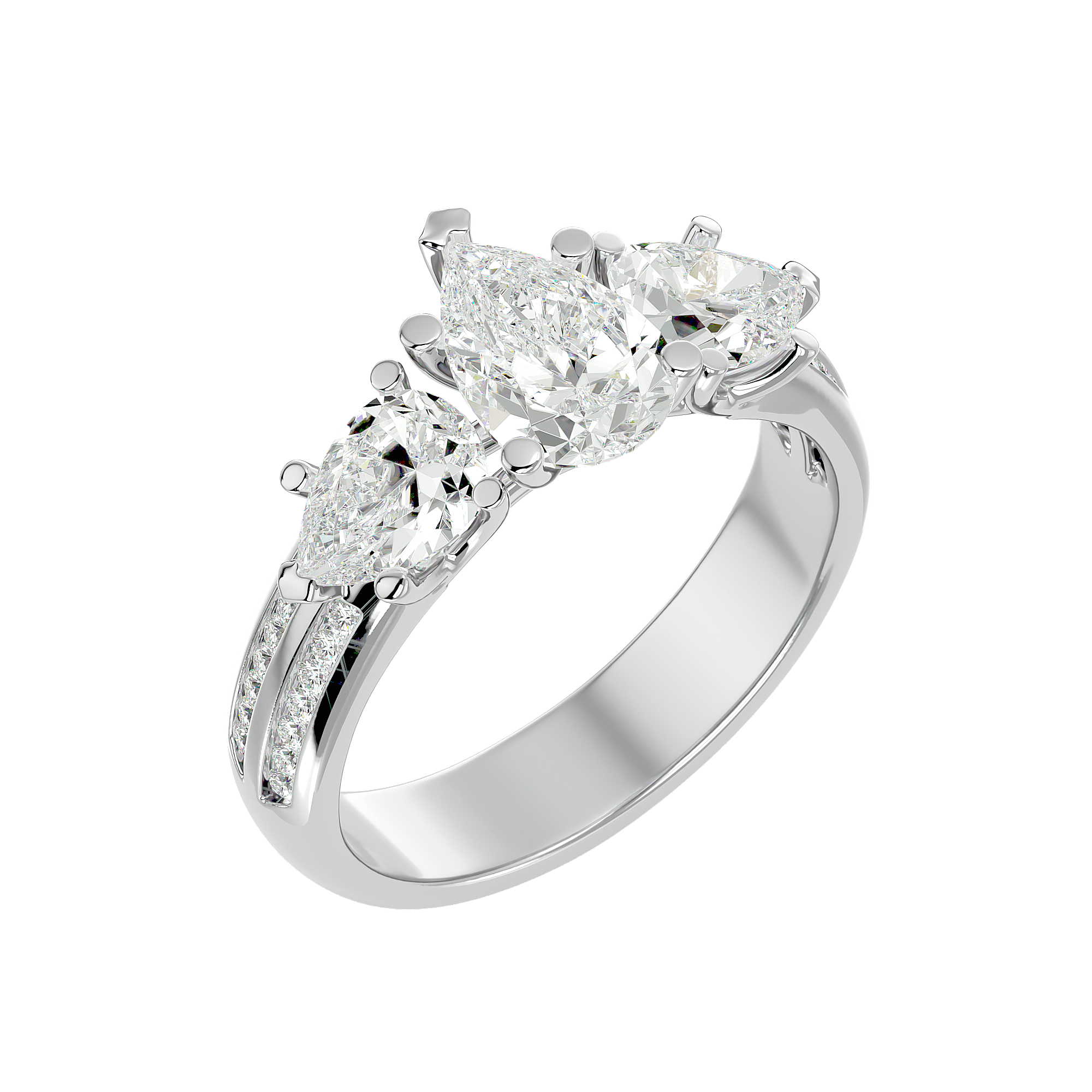 3 ctw Pear-Shaped Three Stone Lab Grown Diamond Ring
