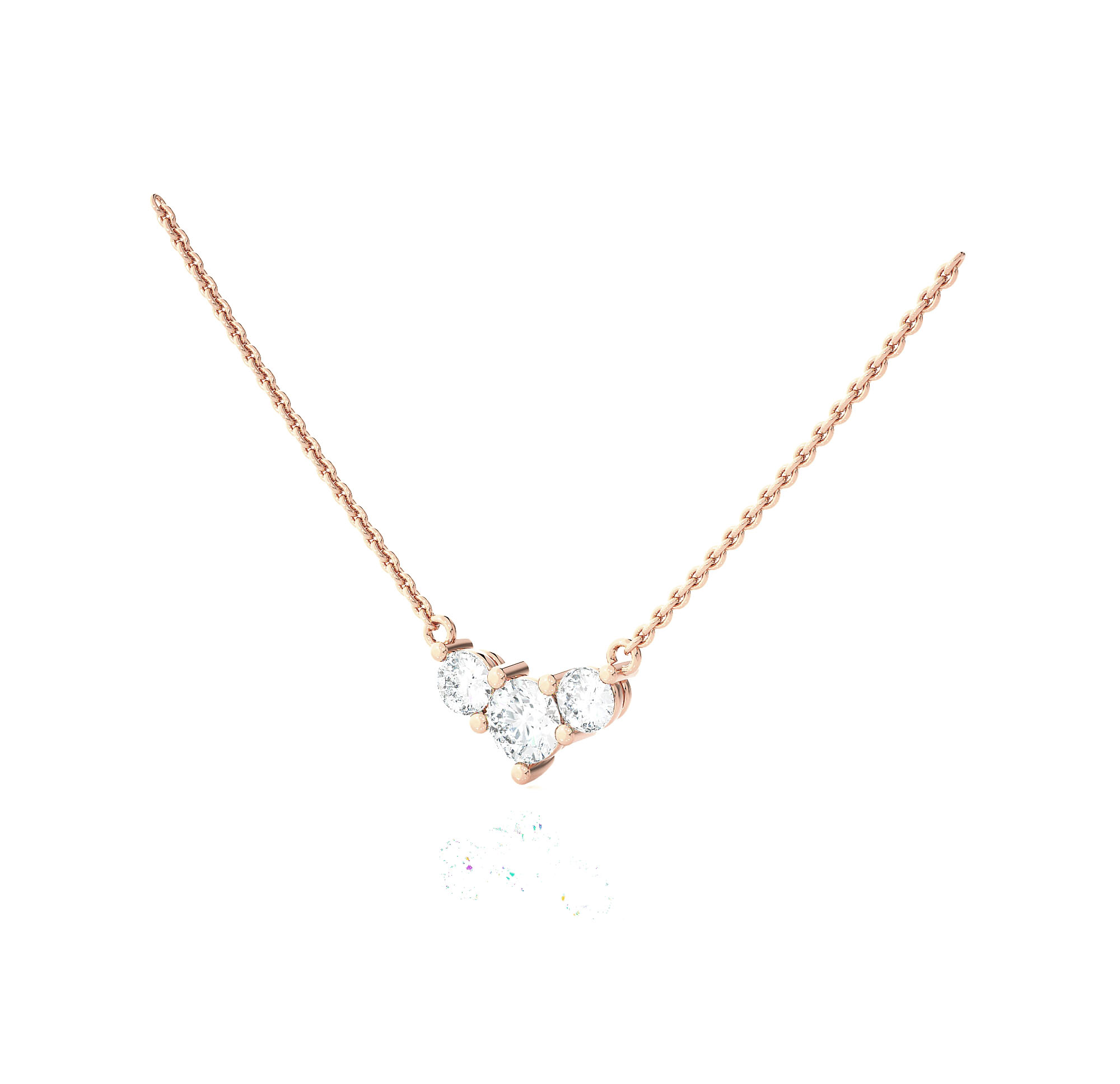 Round Lab Grown Diamond Three Stone Necklace