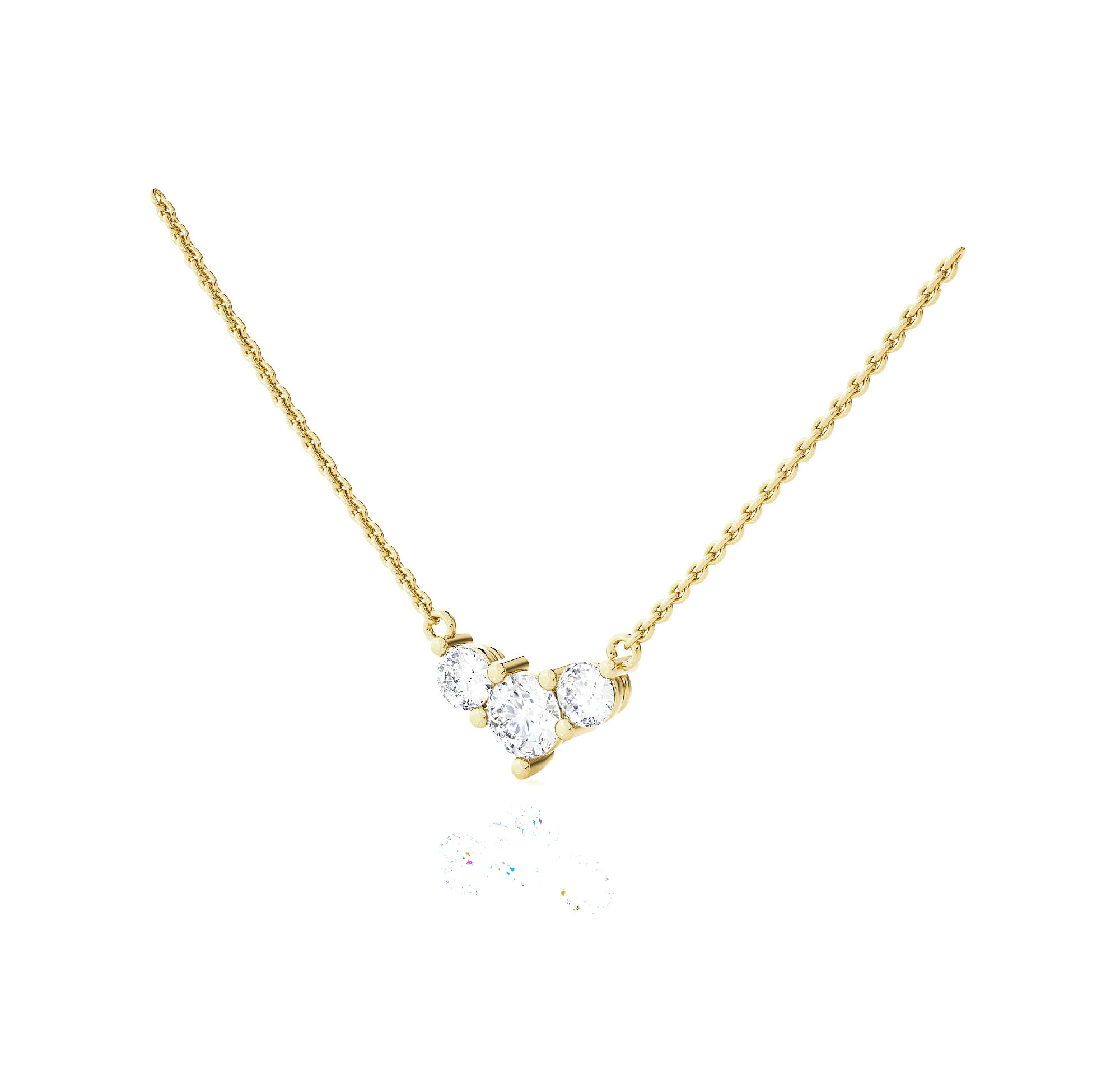Round Lab Grown Diamond Three Stone Necklace