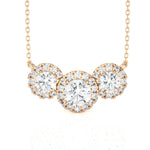 Round Lab Grown Diamond Three Stone Necklace