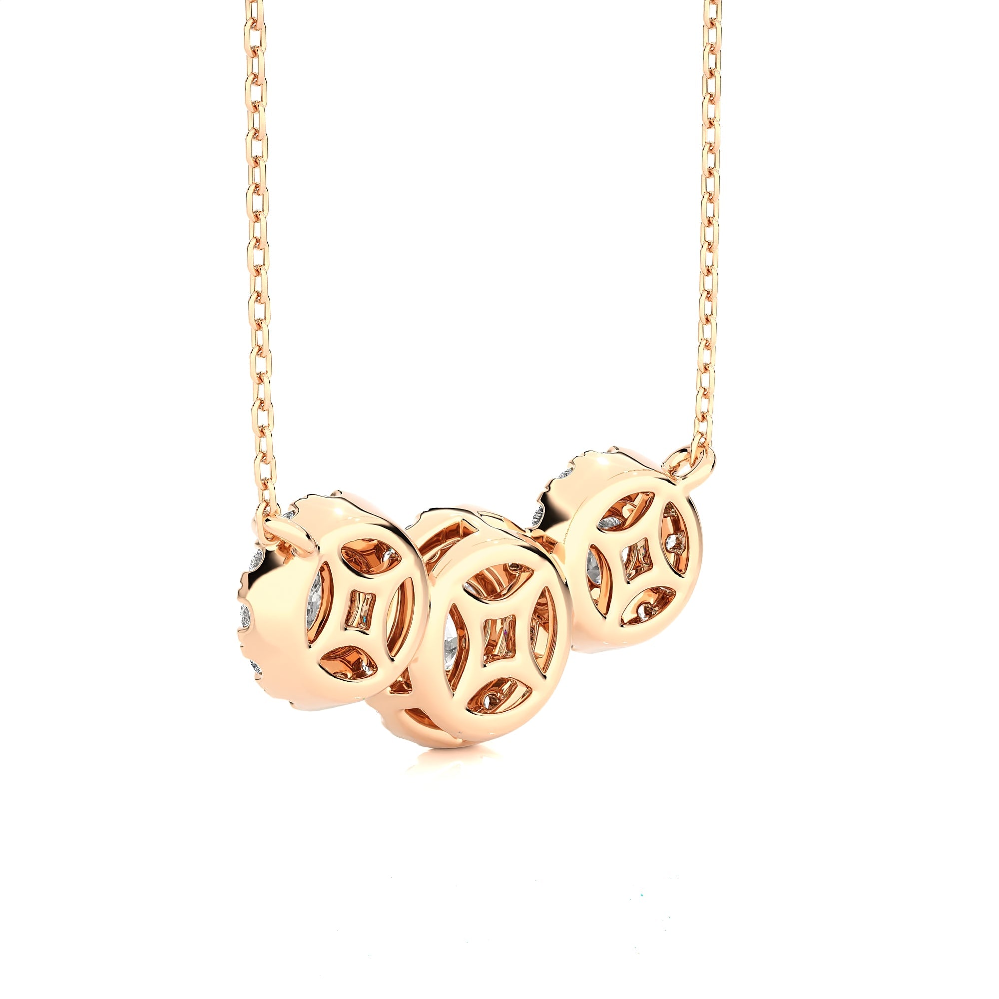 Round Lab Grown Diamond Three Stone Necklace