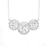 Round Lab Grown Diamond Three Stone Necklace