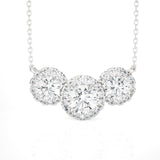 Round Lab Grown Diamond Three Stone Necklace