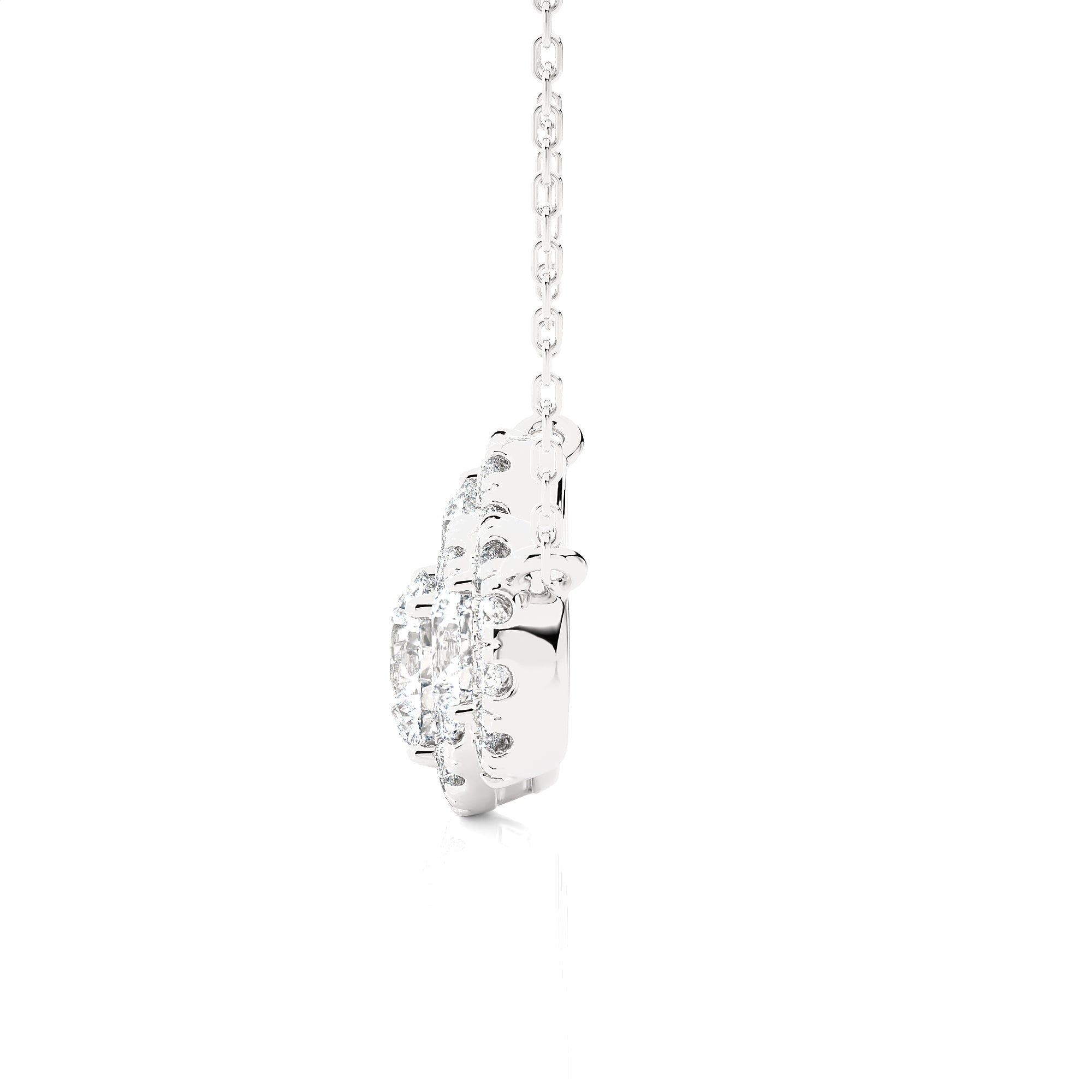 Round Lab Grown Diamond Three Stone Necklace