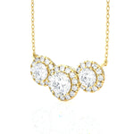 Round Lab Grown Diamond Three Stone Necklace