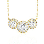 Round Lab Grown Diamond Three Stone Necklace