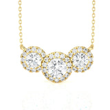 Round Lab Grown Diamond Three Stone Necklace
