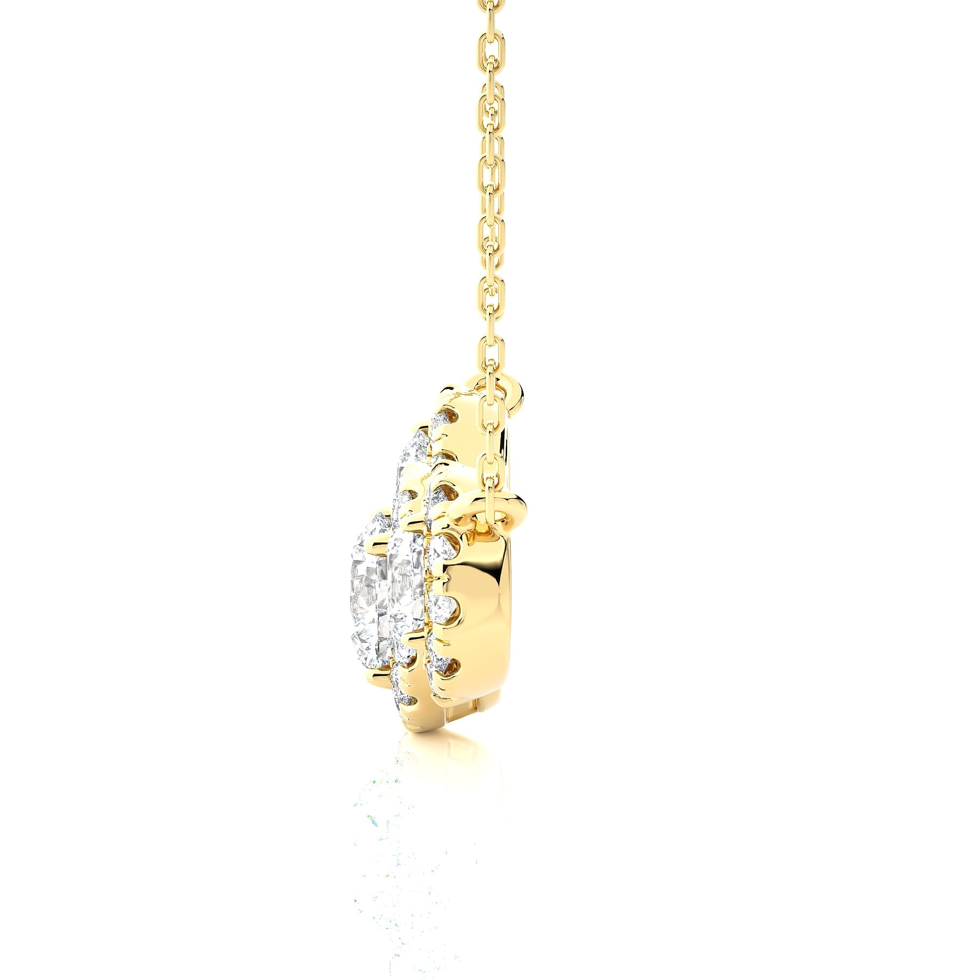 Round Lab Grown Diamond Three Stone Necklace