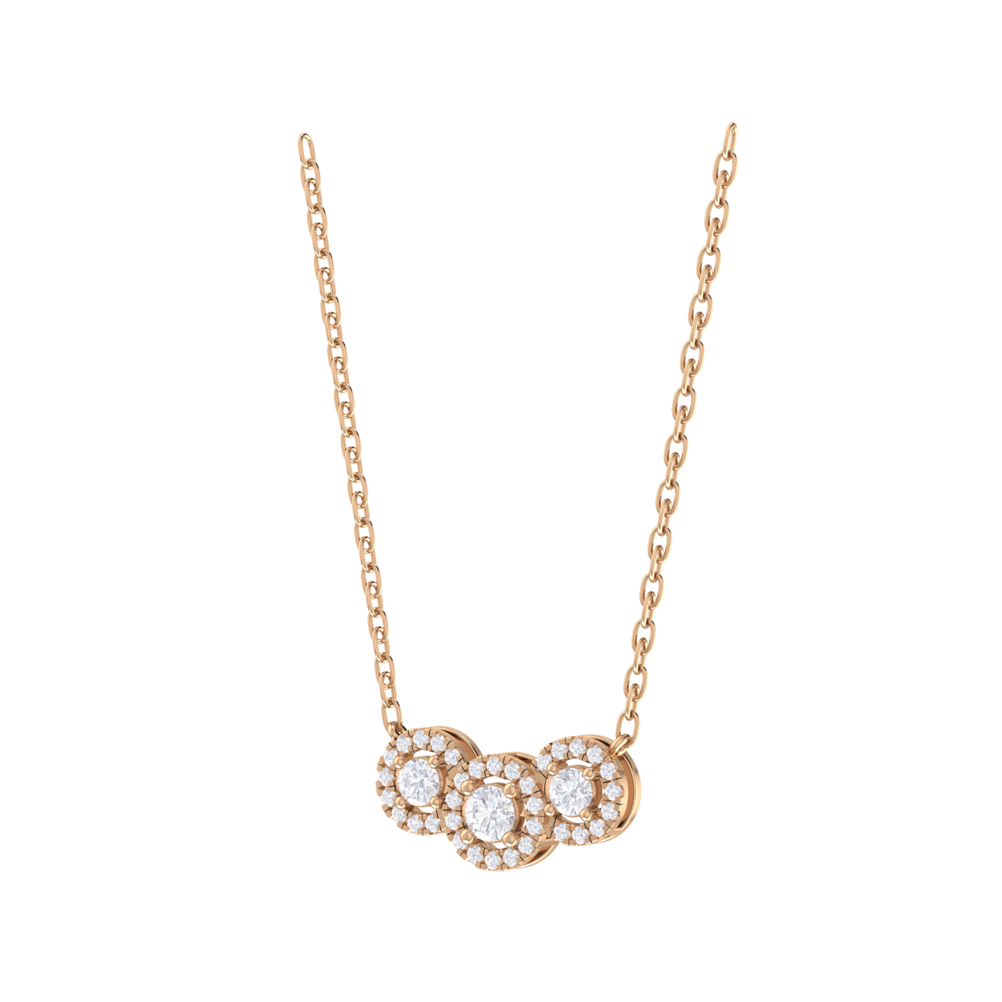 Round Lab Grown Diamond Three Stone Necklace