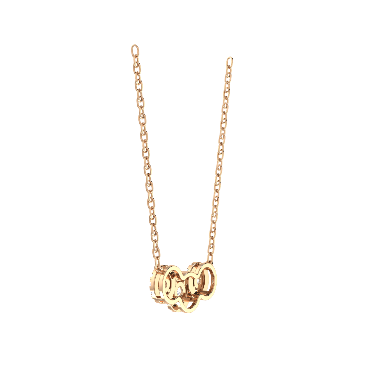 Round Lab Grown Diamond Three Stone Necklace