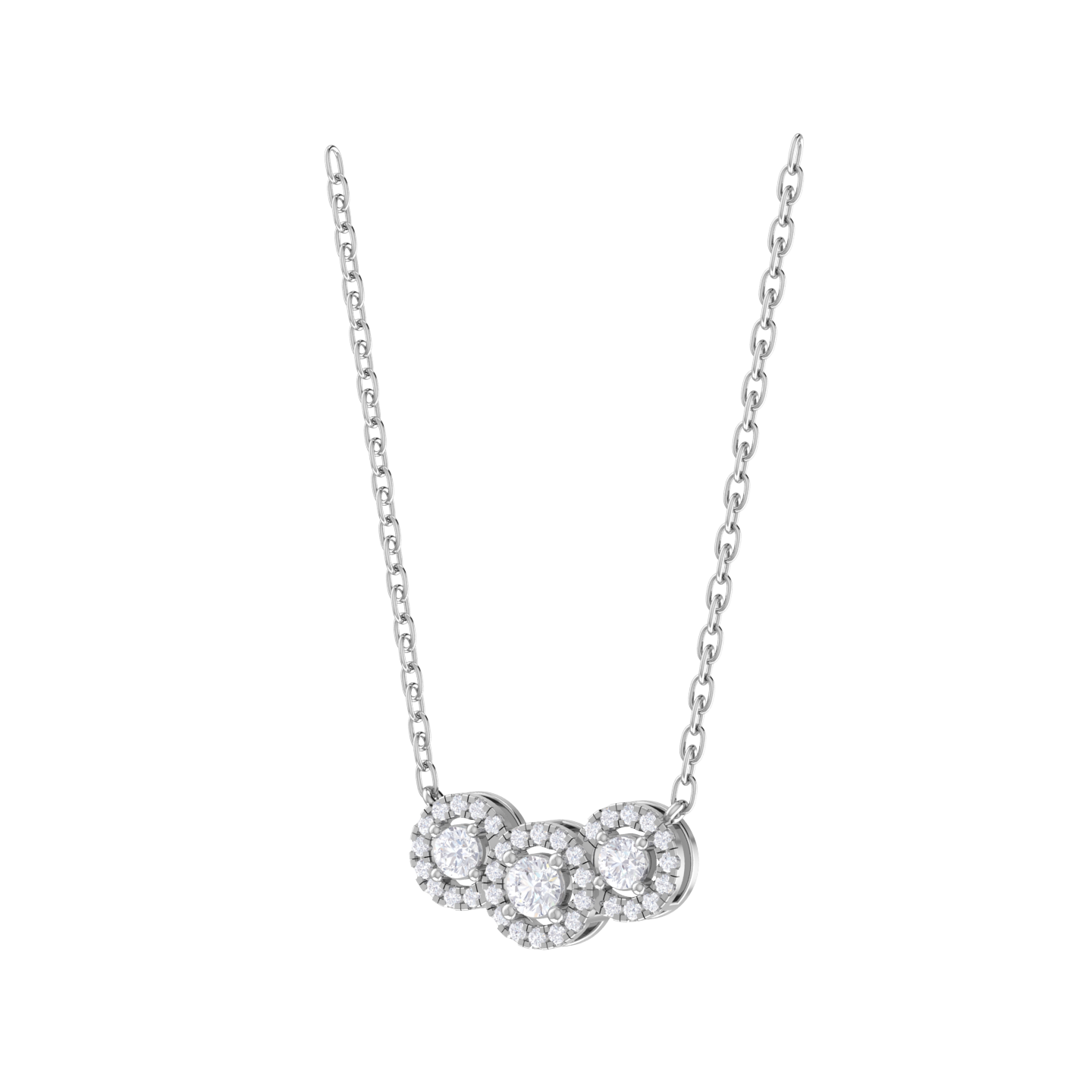 Round Lab Grown Diamond Three Stone Necklace
