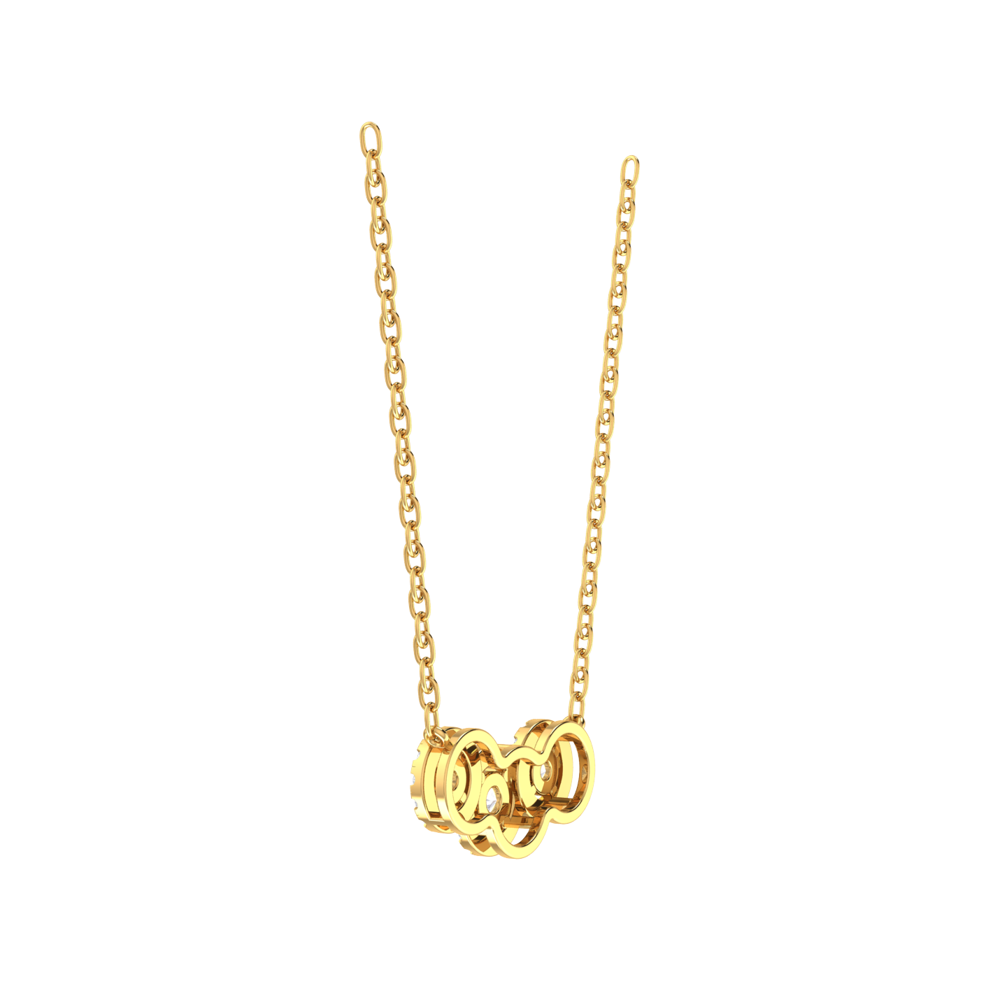 Round Lab Grown Diamond Three Stone Necklace