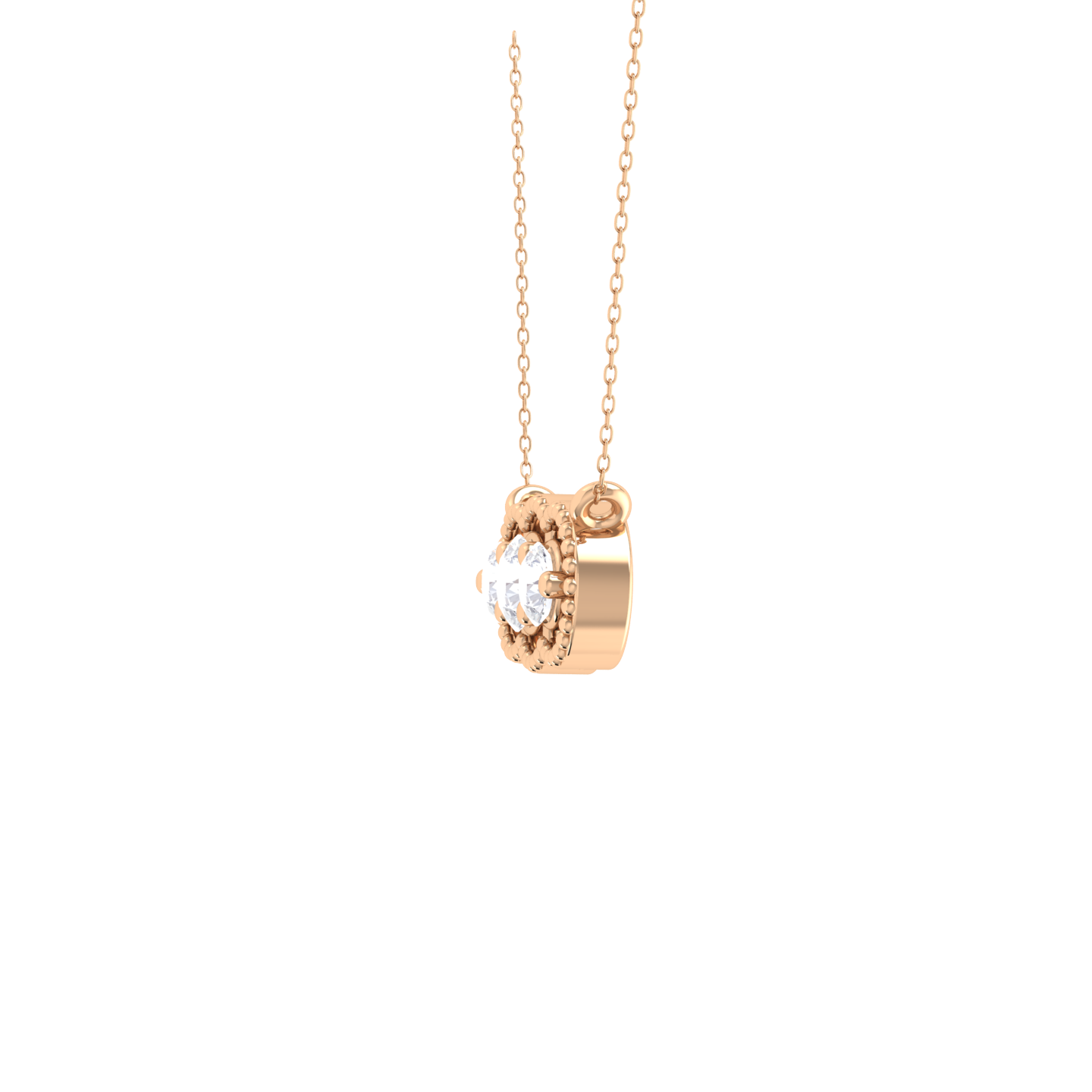 Round Lab Grown Diamond Three Stone Necklace