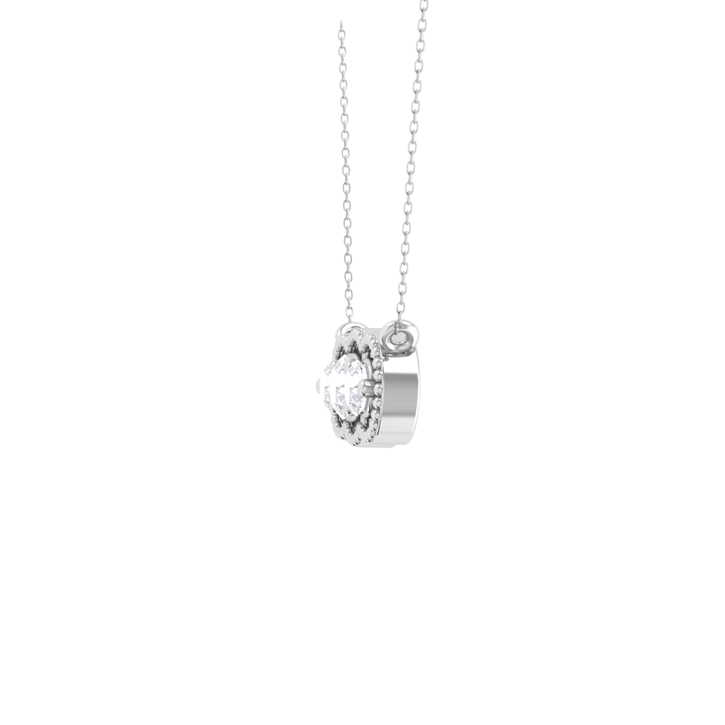 Round Lab Grown Diamond Three Stone Necklace