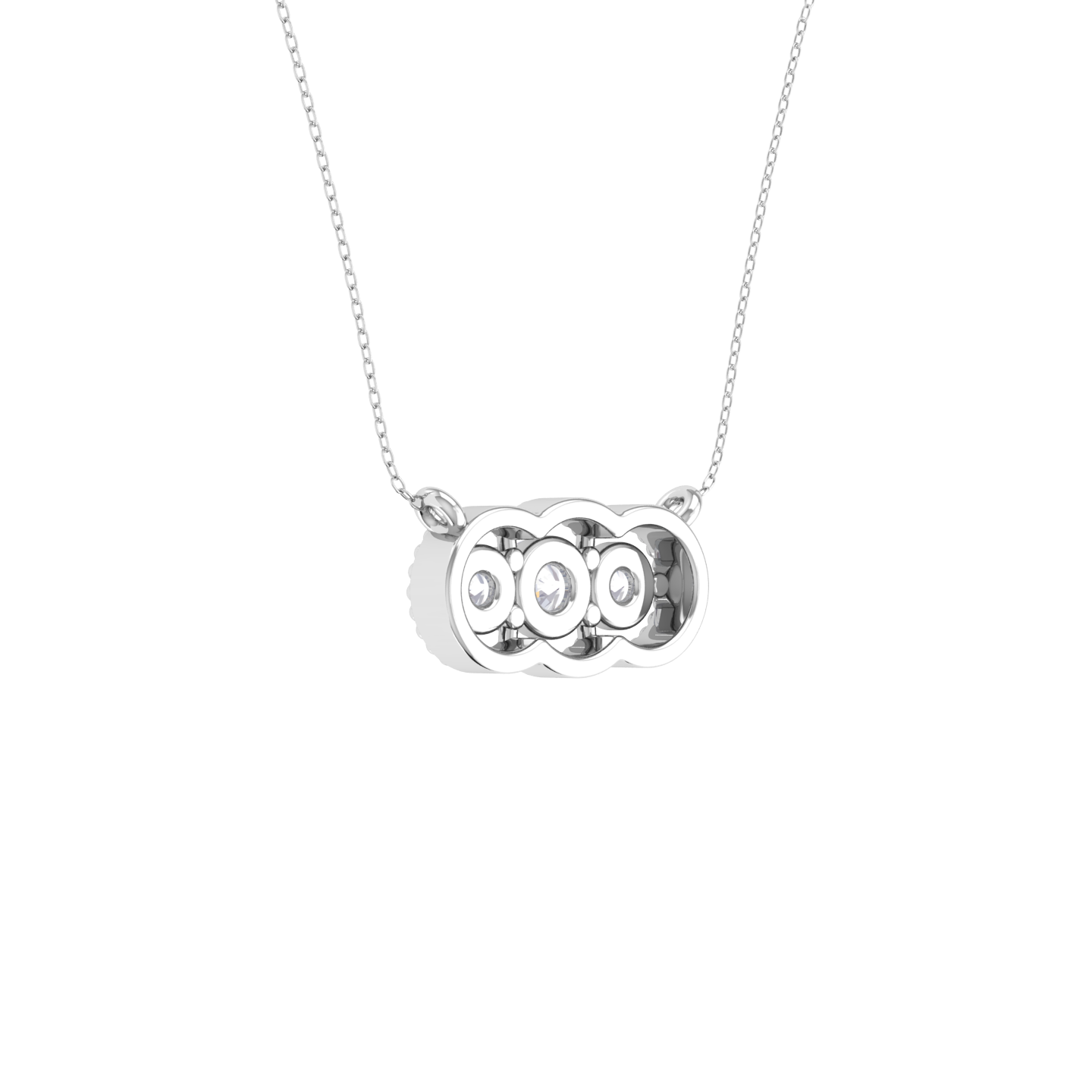 Round Lab Grown Diamond Three Stone Necklace