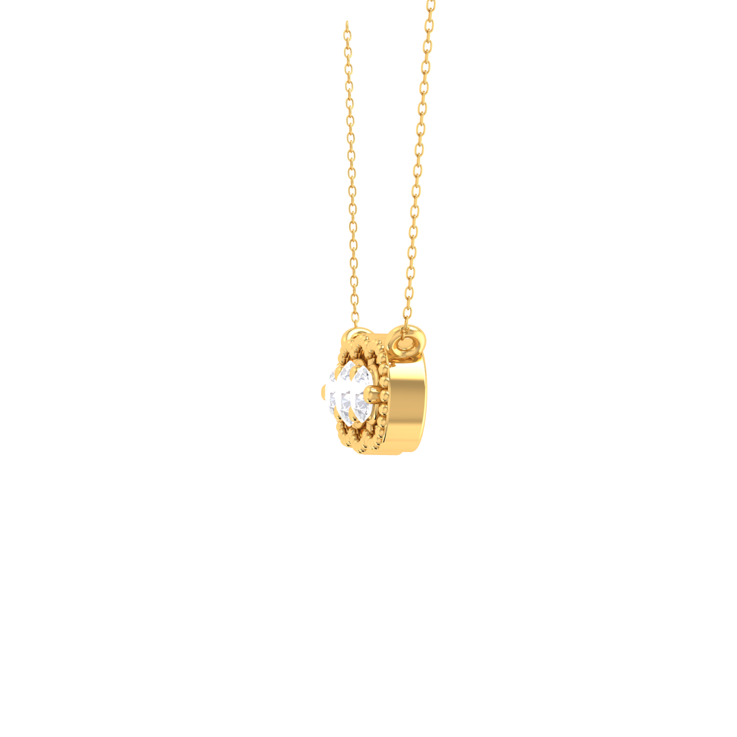 Round Lab Grown Diamond Three Stone Necklace