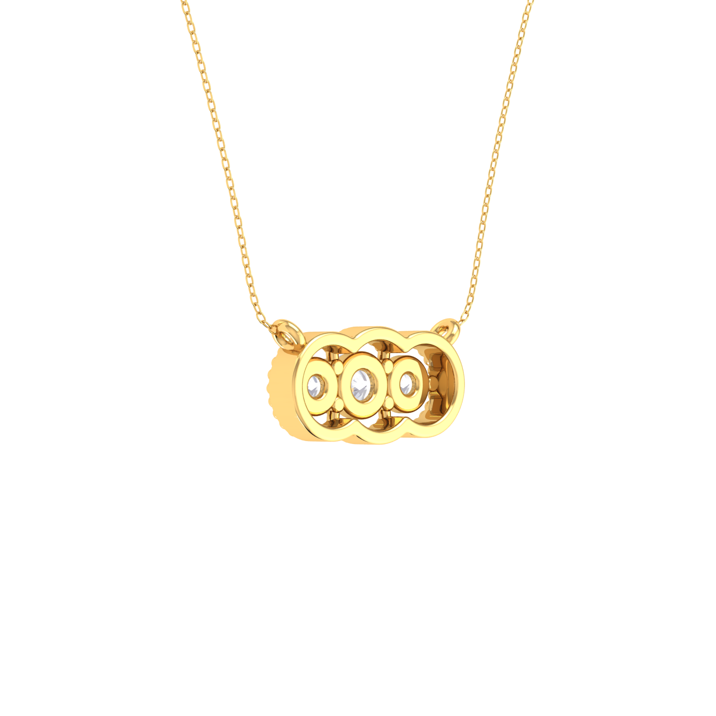 Round Lab Grown Diamond Three Stone Necklace