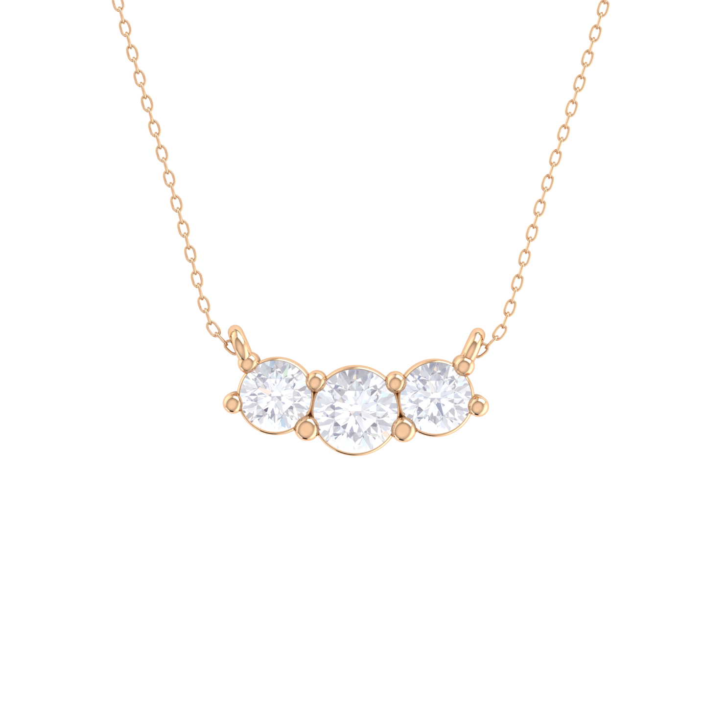 Round Lab Grown Diamond Three Stone Necklace