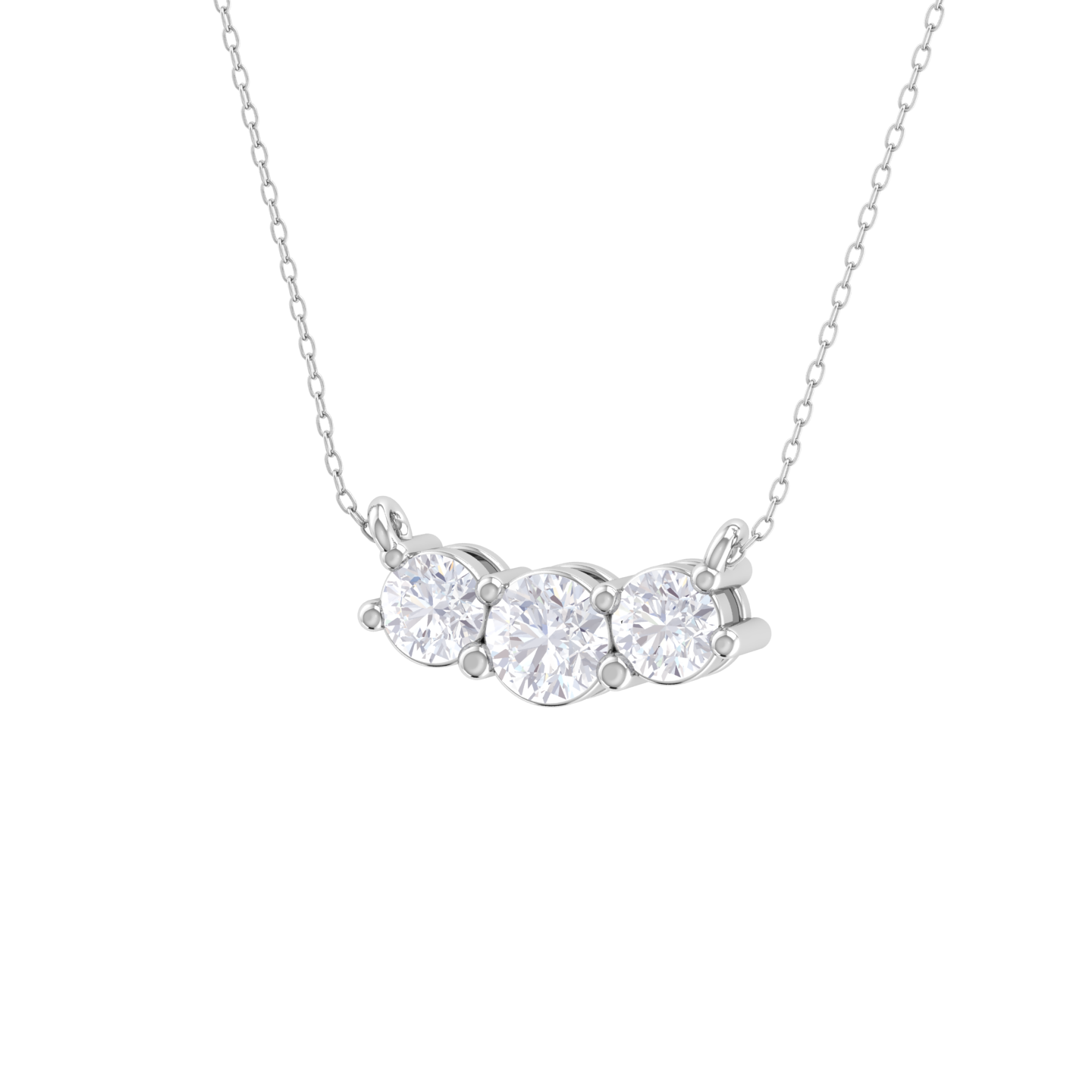 Round Lab Grown Diamond Three Stone Necklace