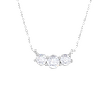 Round Lab Grown Diamond Three Stone Necklace