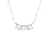 Round Lab Grown Diamond Three Stone Necklace