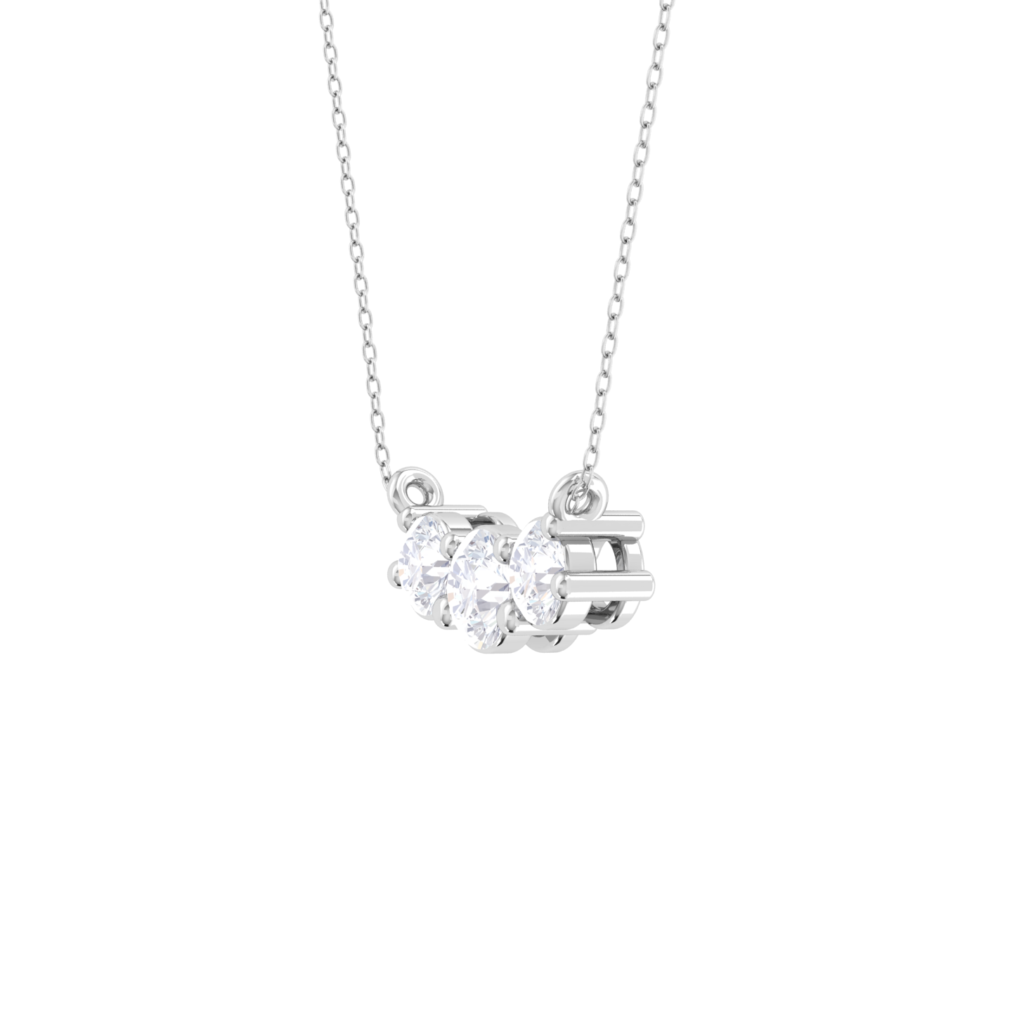 Round Lab Grown Diamond Three Stone Necklace