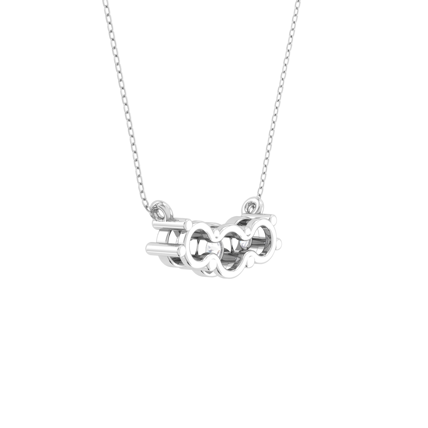 Round Lab Grown Diamond Three Stone Necklace