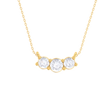 Round Lab Grown Diamond Three Stone Necklace