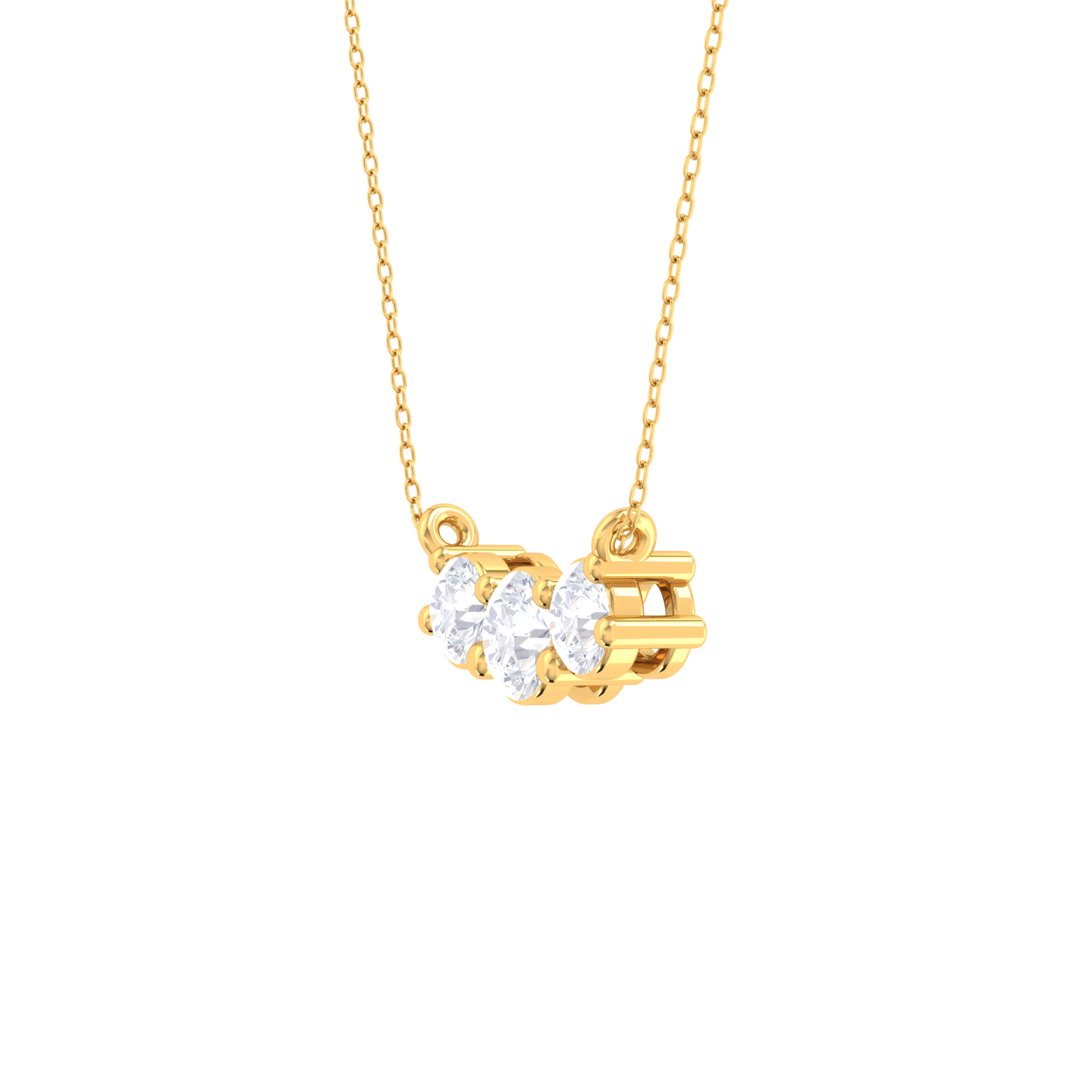 Round Lab Grown Diamond Three Stone Necklace