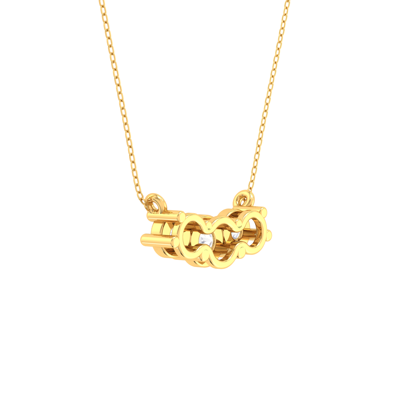 Round Lab Grown Diamond Three Stone Necklace