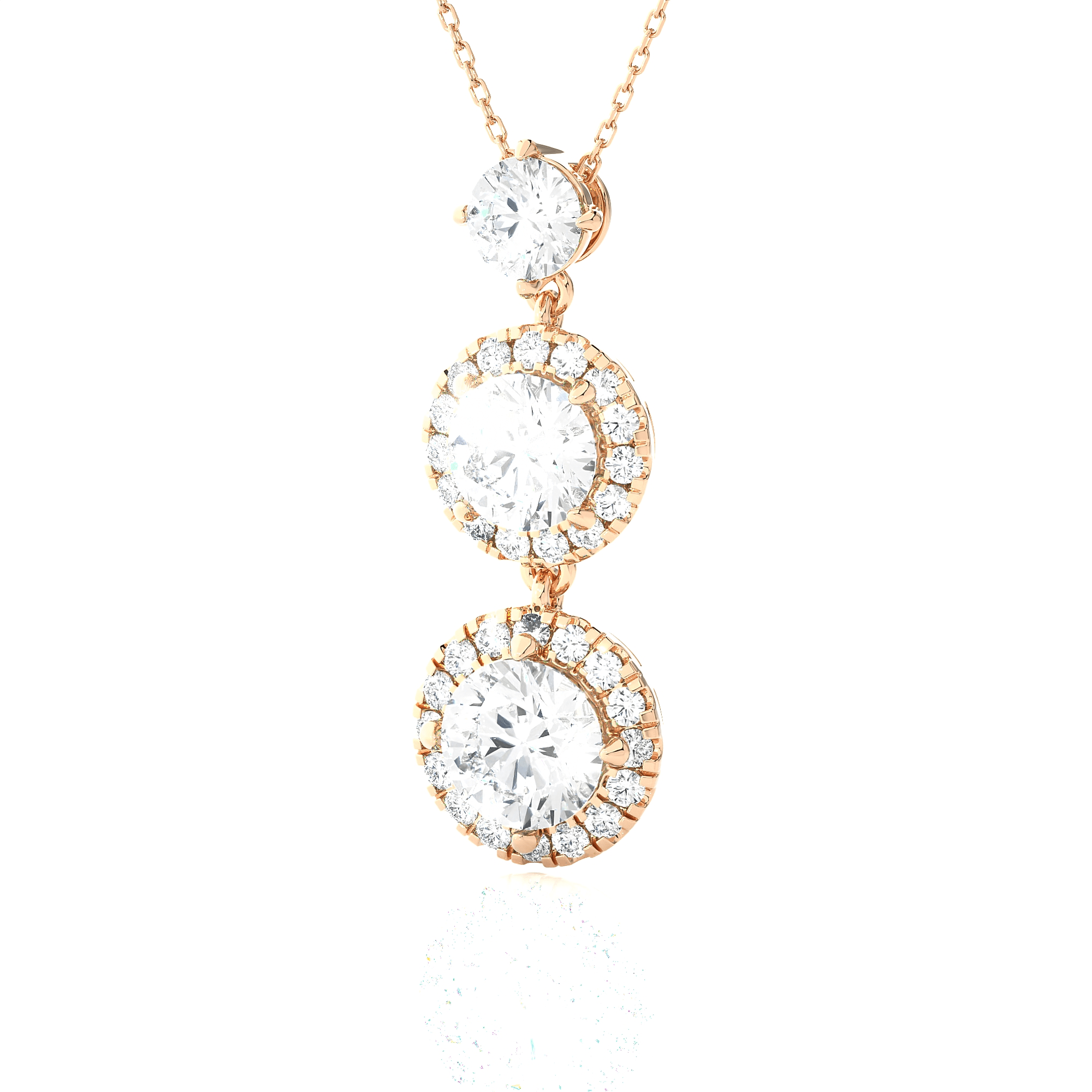 Round Lab Grown Diamond Three Stone Pendant