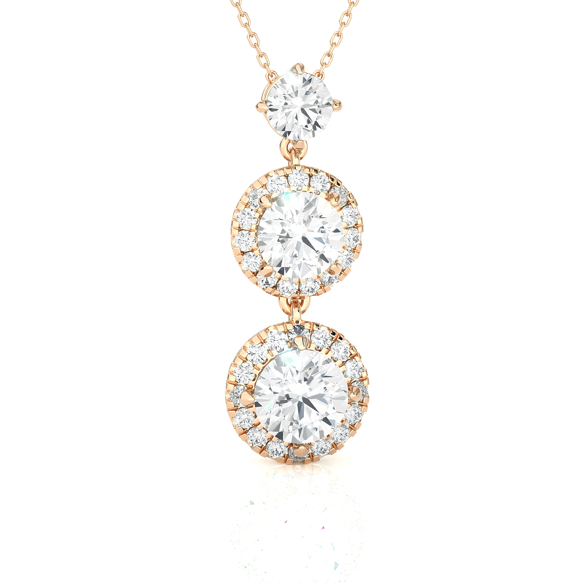 Round Lab Grown Diamond Three Stone Pendant