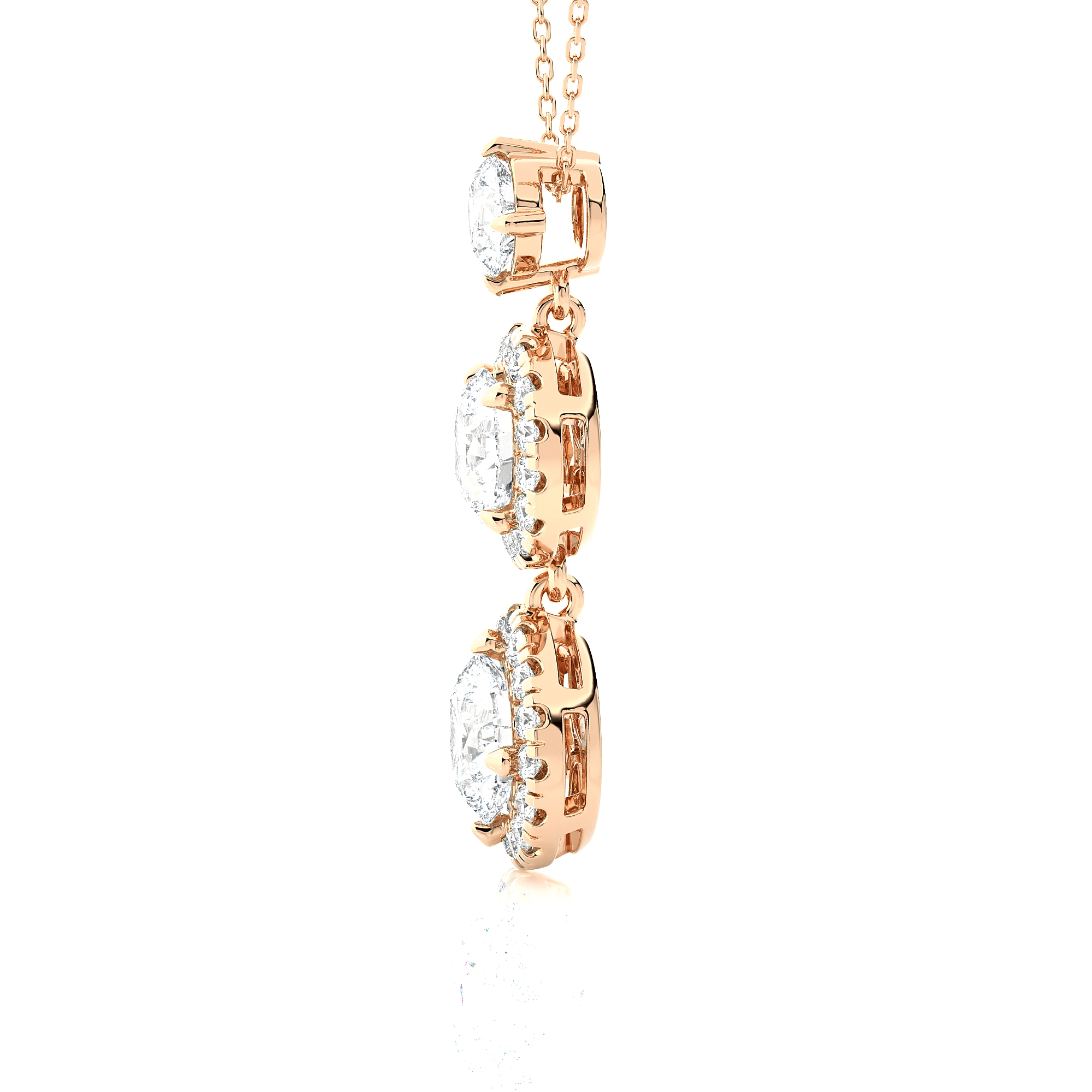 Round Lab Grown Diamond Three Stone Pendant